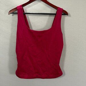 bebe Top Womens XL Metal Ring Cross Back Burgundy Knit Tank Cami NEW